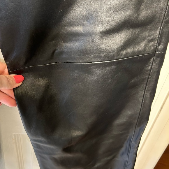 NWT Black Lauren ralph Lauren Genuine Leather Cropped Wide Leg Pants 8 - Picture 6 of 7